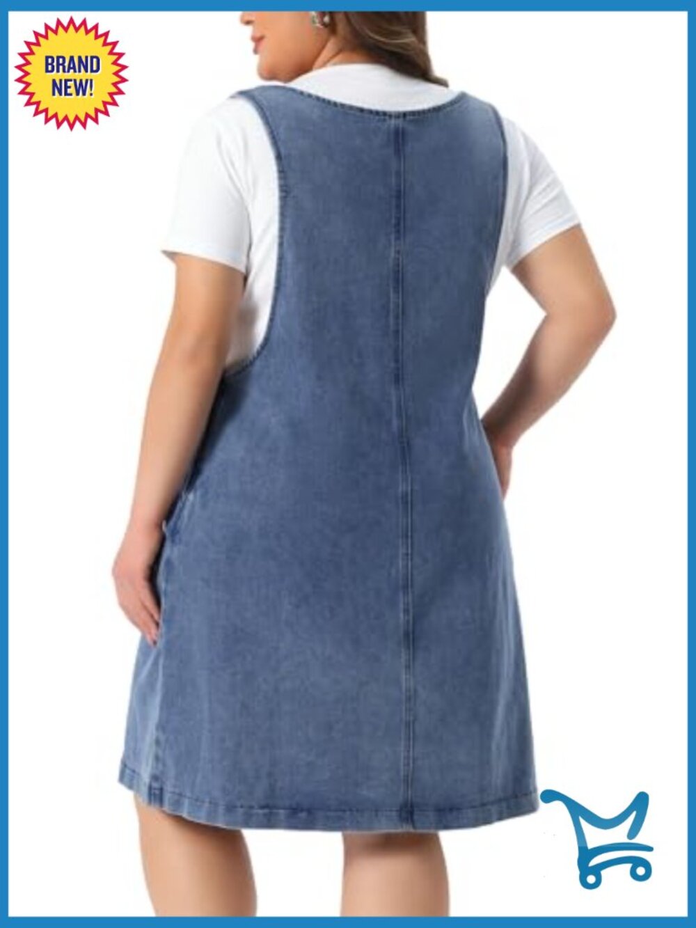 Plus Size Denim Overalls Dress Suspenders Skirt Jumper Jean Overall Bib Dress - Picture 4 of 6